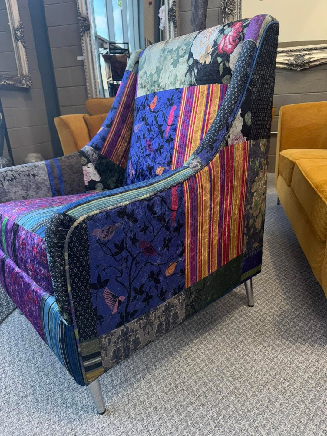 Patchwork Print Accent Chair