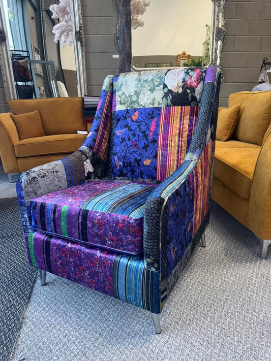 Patchwork Print Accent Chair
