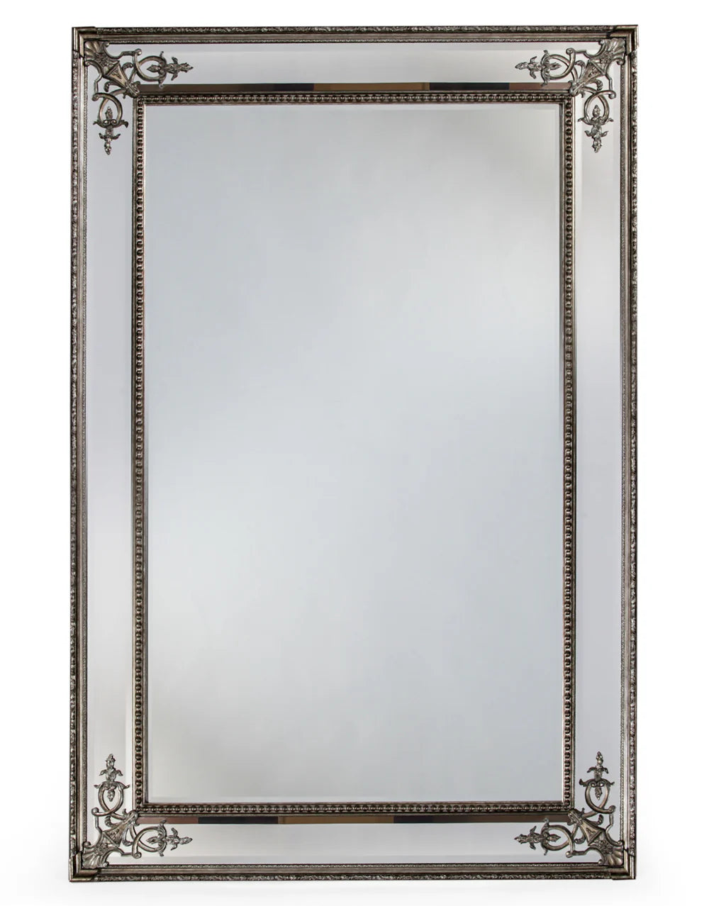 Large Silver French Mirror without Crest