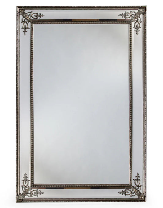 Large Silver French Mirror without Crest