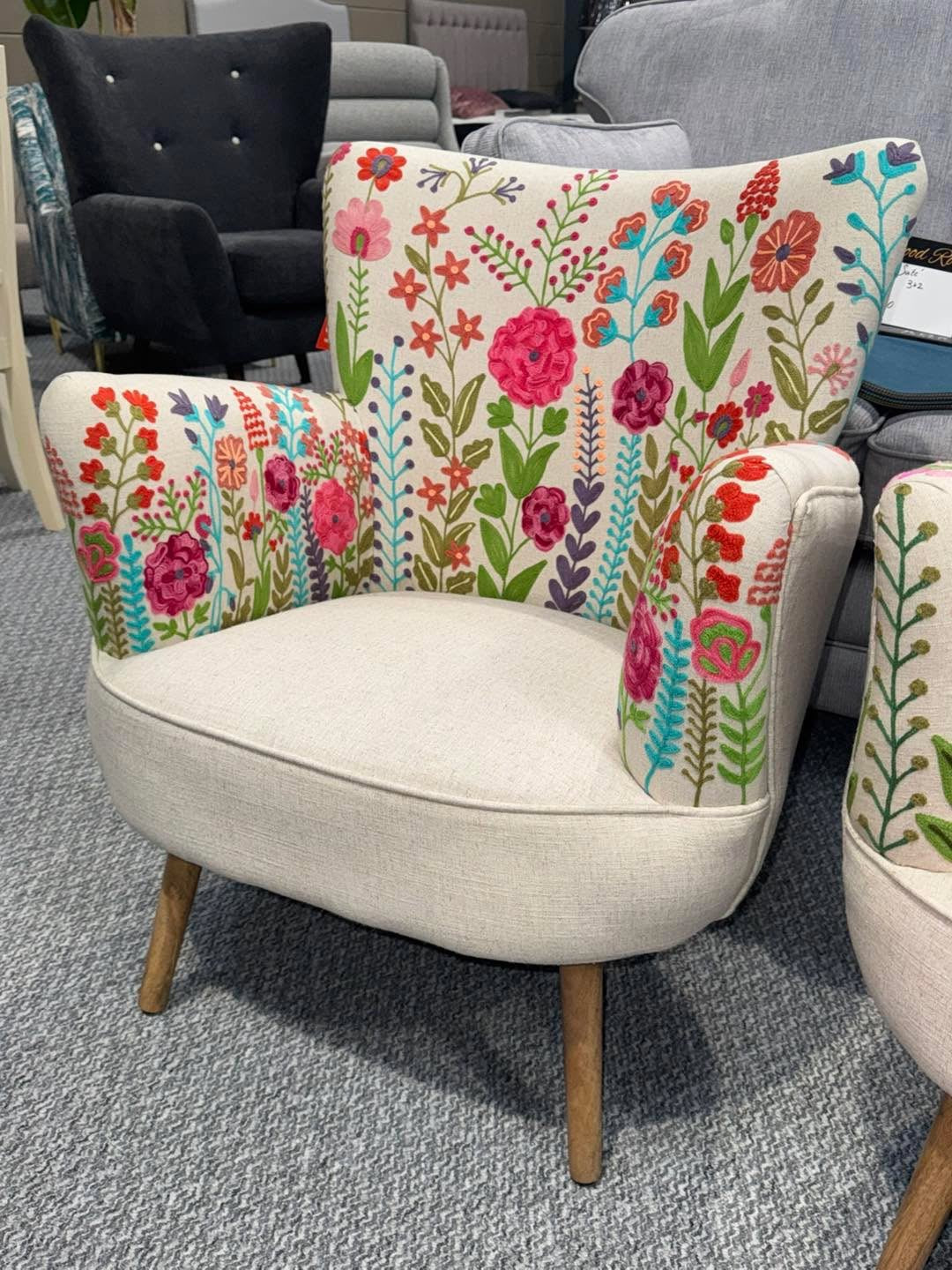 Hand Embroidered 3D floral Chair