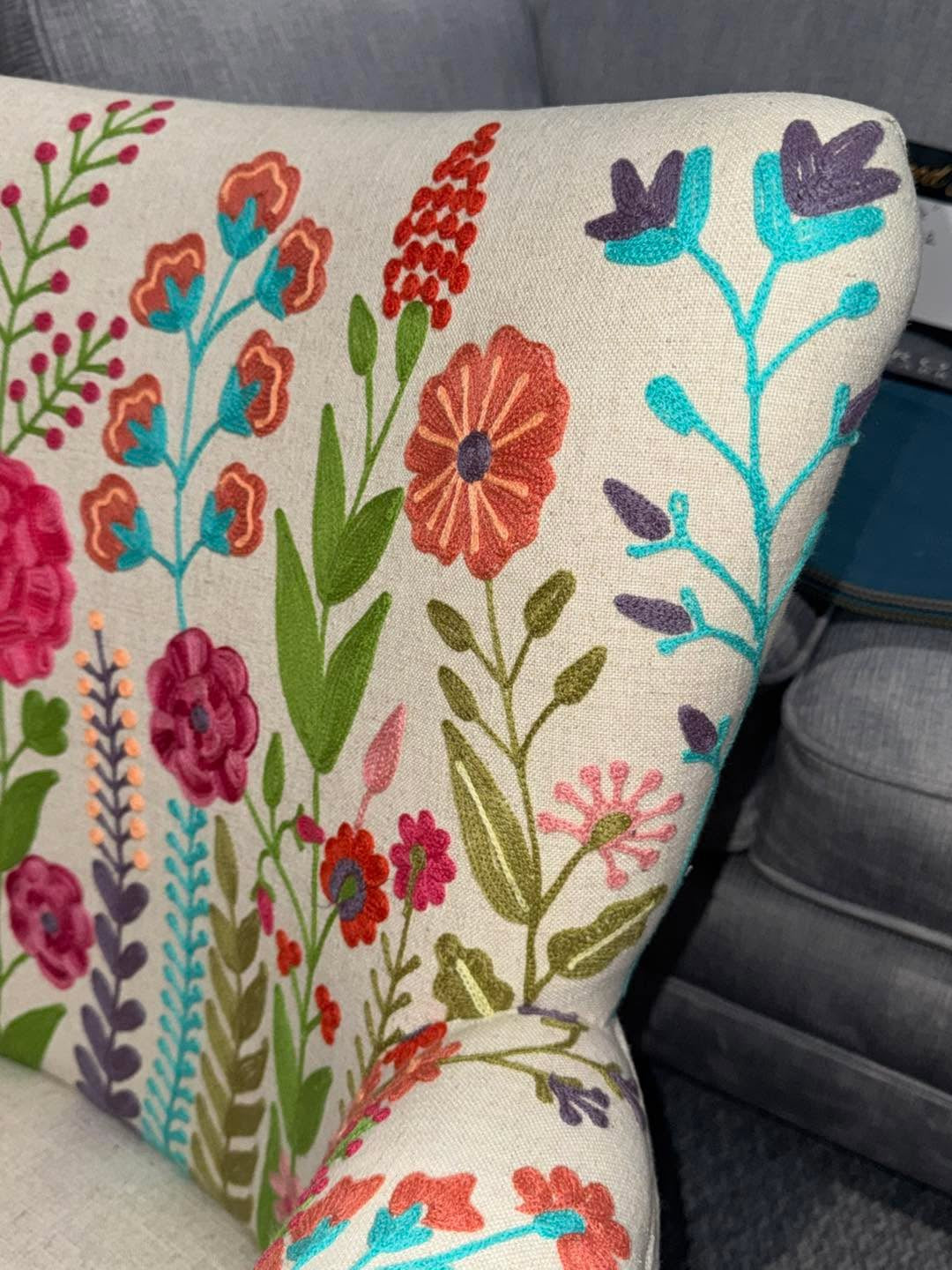 Hand Embroidered 3D floral Chair